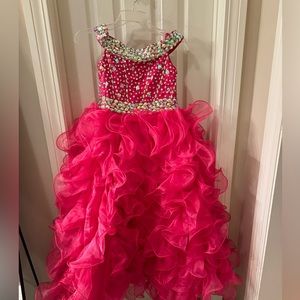 Hot pink pageant dress for little girls